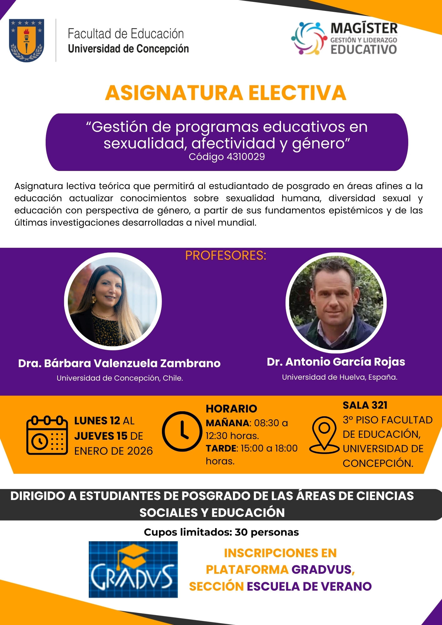 Electivo de posgrado abordará la gestión de programas educativos en sexualidad, afectividad y género